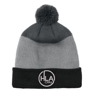 HLA - Cozy Striped Pom Beanie Thumbnail