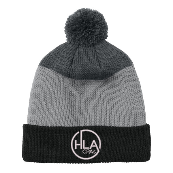 HLA - Cozy Striped Pom Beanie Thumbnail