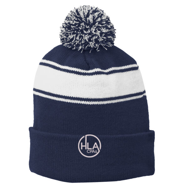 HLA - Stripe Pom Pom Beanie Thumbnail